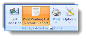 Intake and waiting lists print report button