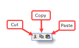 Clipboard functions - cut copy paste icons